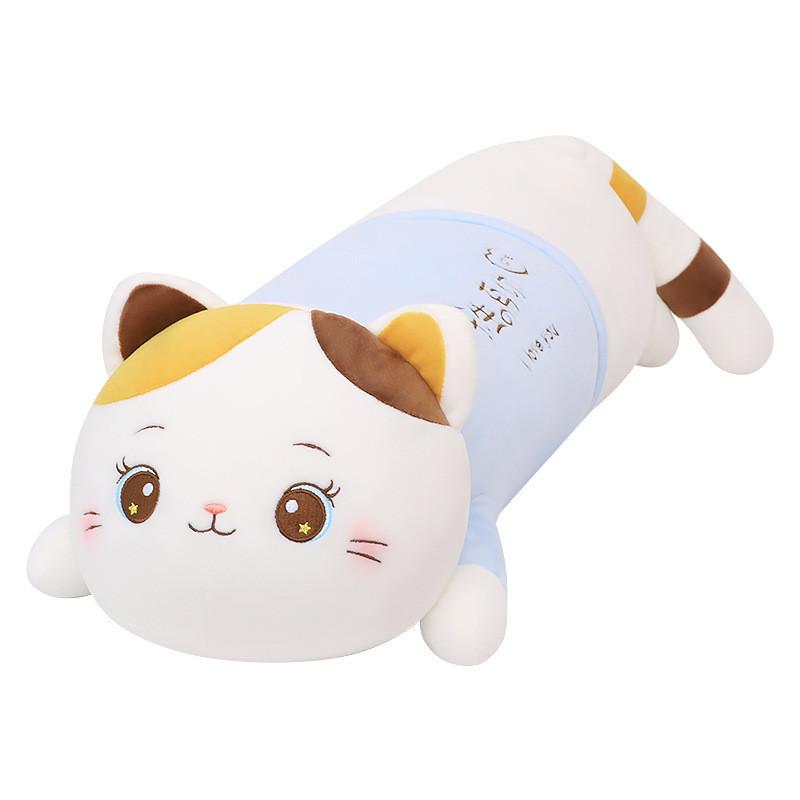Plush Cat Pillow With Feather Cotton Filling For Girls Sleep Decor