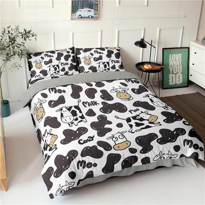 Milk Cow Duvet Cover King/Queen Size Cute Cartoon Black White Cattle Pattern Bedding Set for Kids 2/3pcs Polyester Quilt Cover