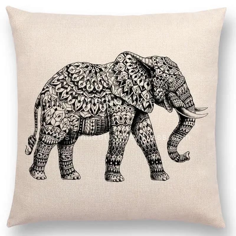 New Ornate Brave Animals Totems Free Beast Faith Tattoo Prints Cushion Cover Sofa Throw Pillow Case Owl Elephant Shark Bear