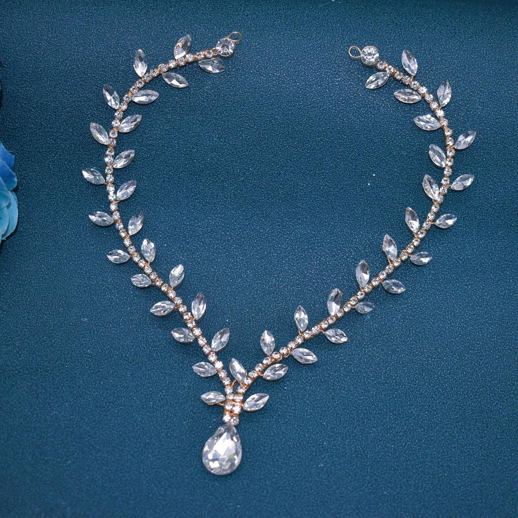 Rhinestone Bridal Headpiece: Handmade Wedding Forehead Chain & Hair Accessories A484