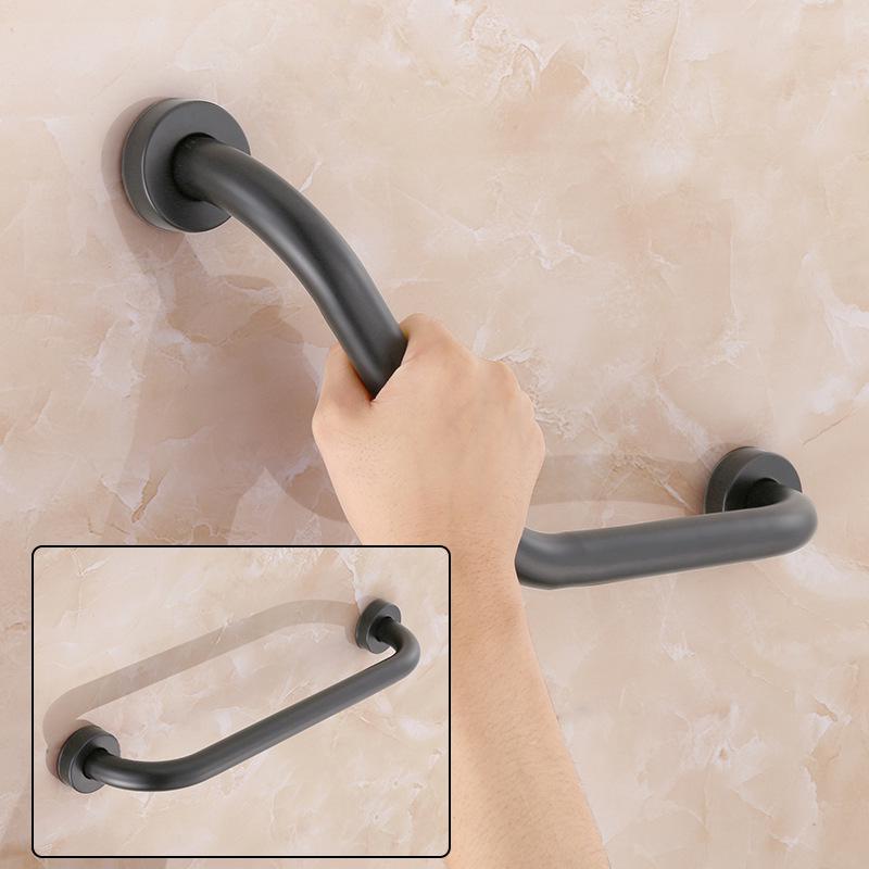 Gunmetal Grey Stainless Steel Anti-Slip Corner Grab Bar for Elderly