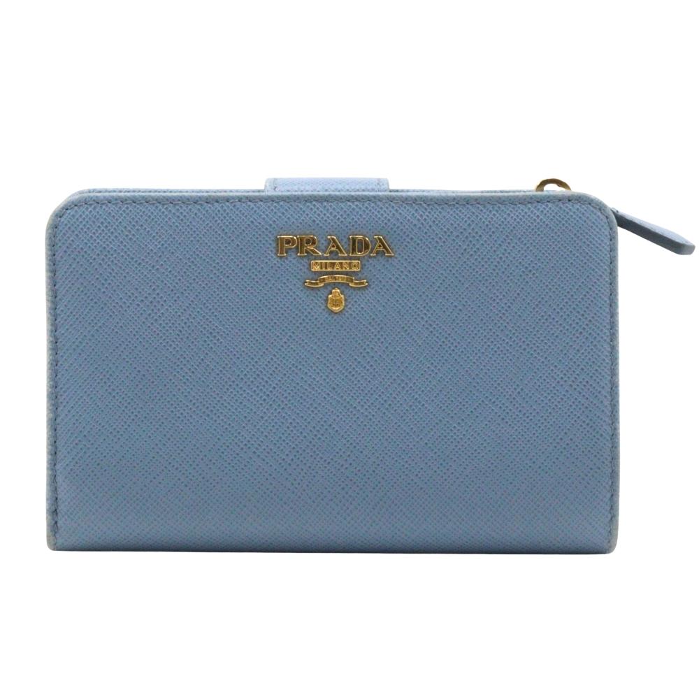 

PRADA Bi-Fold Wallet ASTRALE light blue Safiano Women Used