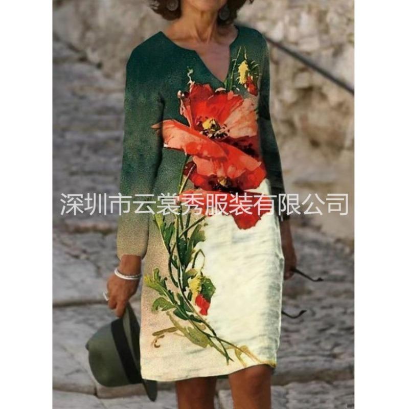 BITCED Fashion Autumn Winter Long Sleeve V-Neck Casual Dresses