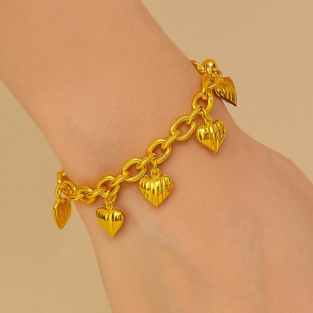 With Bell Hollow Peach Heart Bracelet Handmade Wedding Charm Bangle  Jewelry Accessories