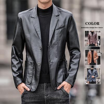 Men's Leather Suit Spring New Casual Jacket Korean Style Slim Lapel Leather Suit Leather Jacket Men's Trend
