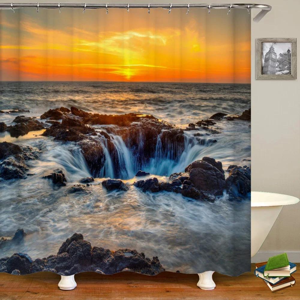 Shower Curtain Various Autumn Dusk Forest Scenery 3D Printing Shower Curtains Polyester Waterproof Home Decor Curtain