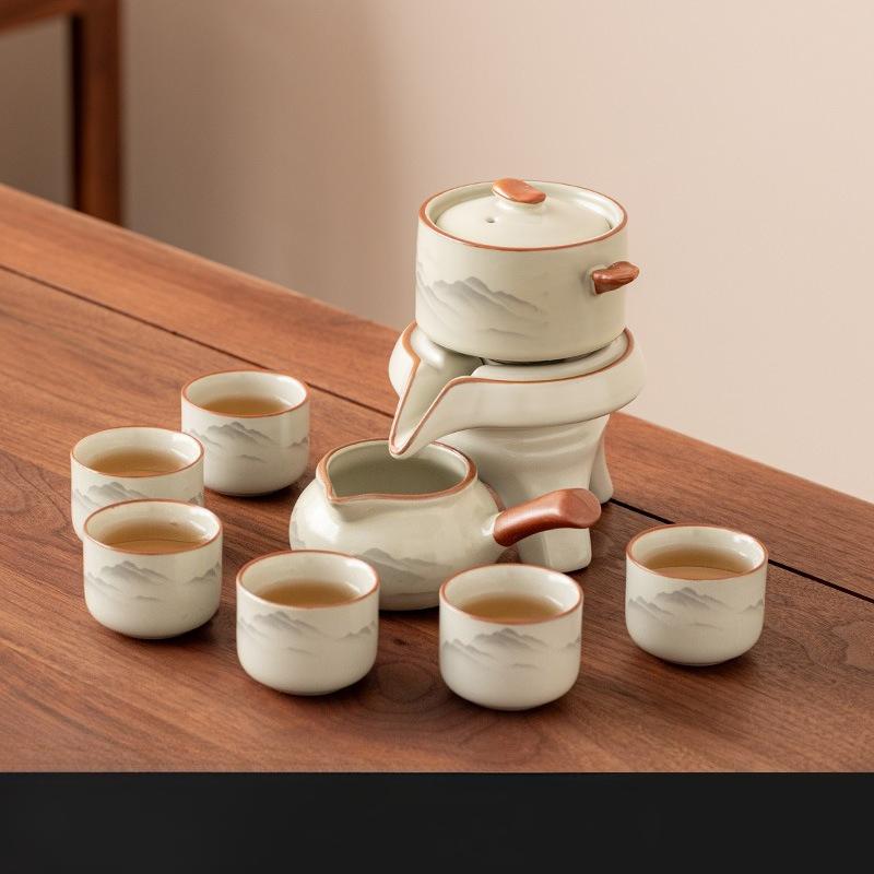 Automatic Teaware Sets for Home Use Anti Scalding Stone Grinding Teapot Office Lazy Tea Making Tool