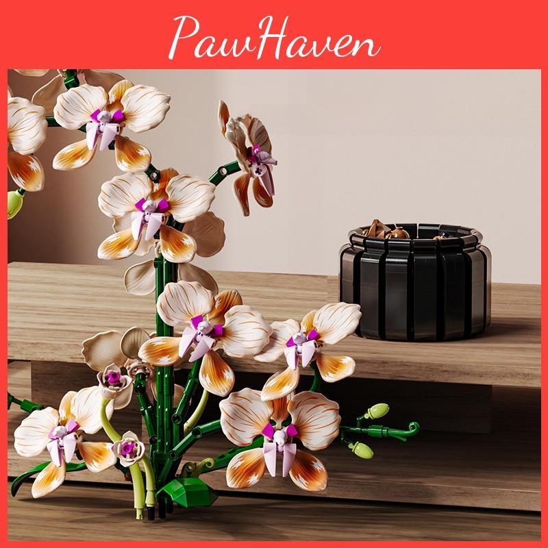 Bausteine Künstlicher Orchideenblumenstrauß Mit DIY-Montage Für Heimdekoration