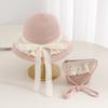 Girls Lace Straw Hat & Mini Bag Set Summer Children's Sun Hat Bow Cute Toddler Beach Hat for Kids Outdoor Travel Sun Protection