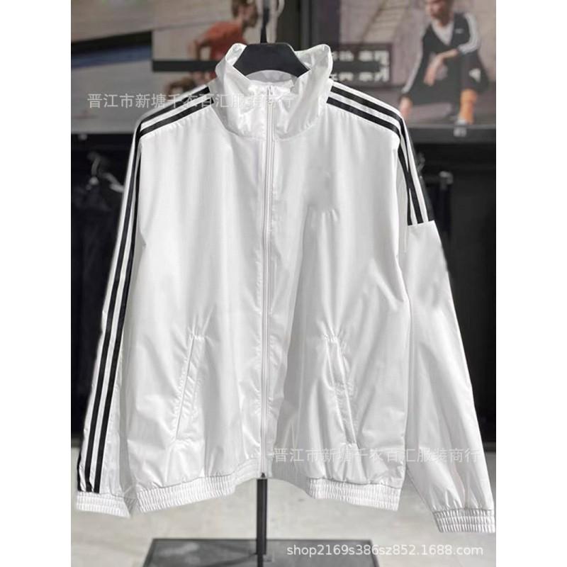 Men Women Windbreaker Jacket Loose Casual Stand Collar Outerwear Striped Plaid
