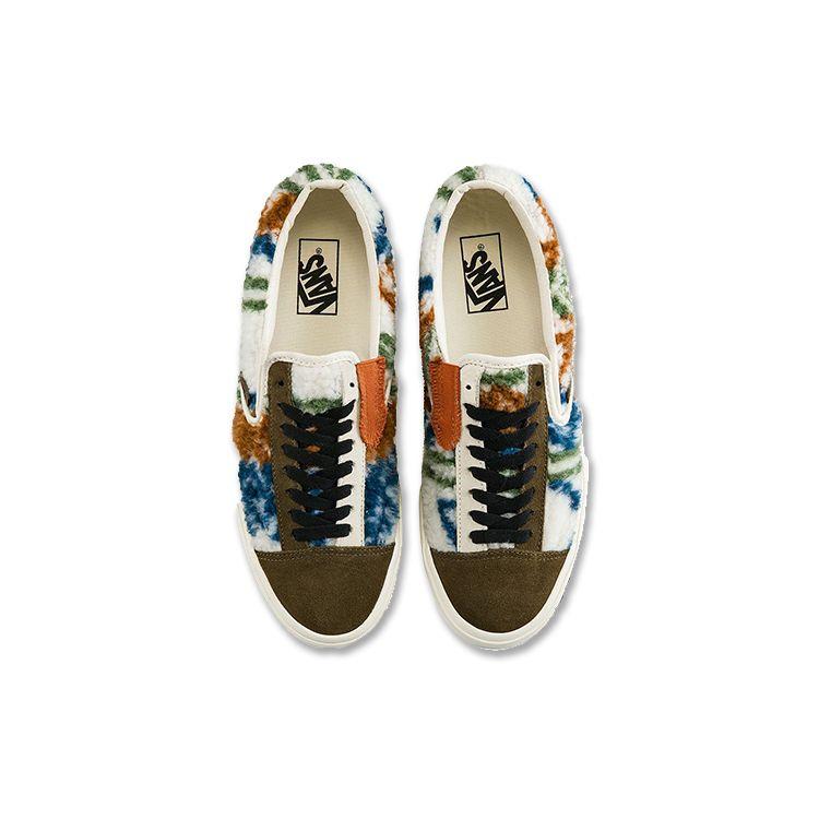 Vans Slip-On Plush Splicing Retro Color Block Casual Low-Top Skate Shoes Unisex Sneakers Green VN0A3WM52UZ