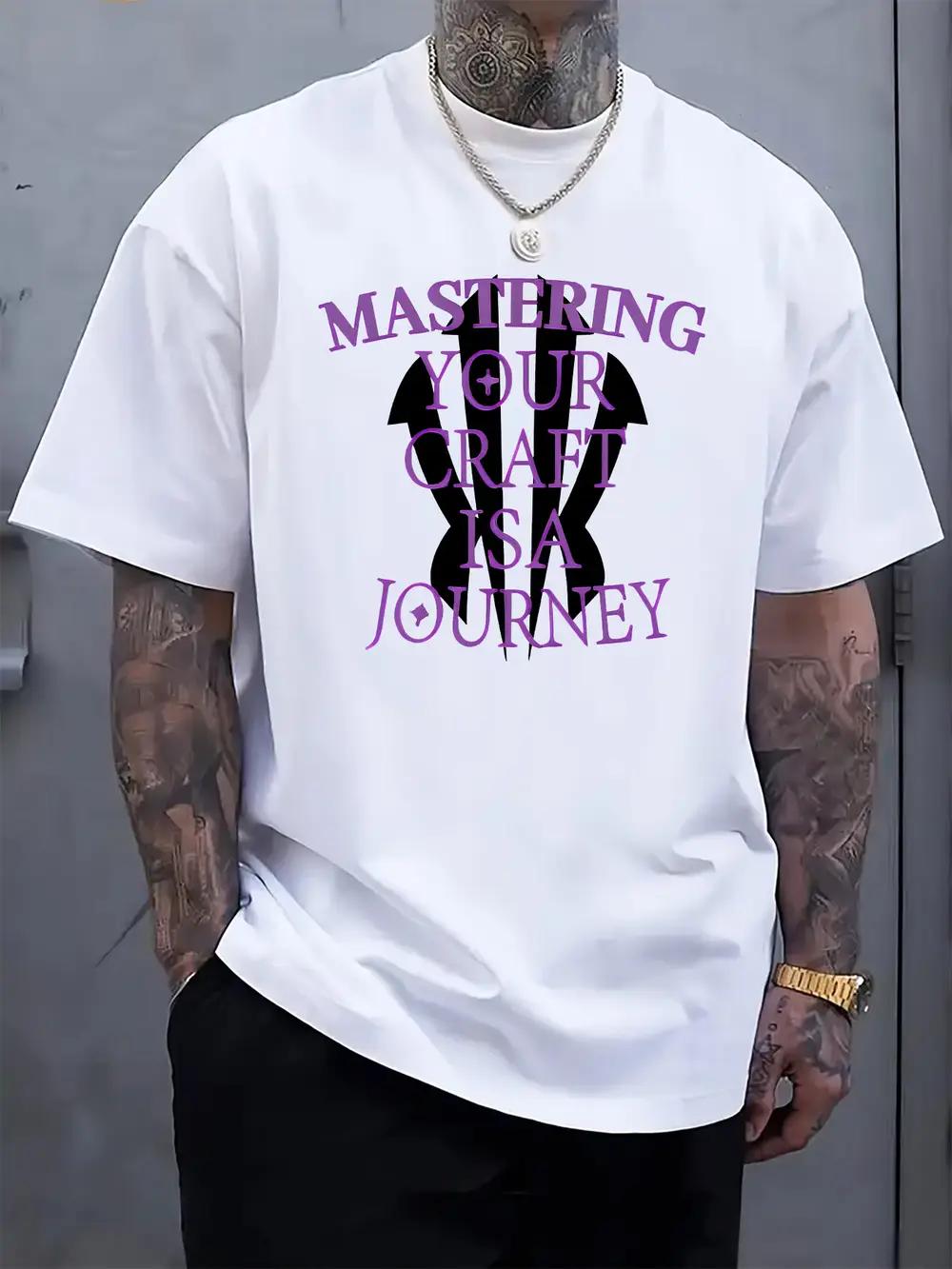 

Purple Inspirational Text Pattern Print Round Neck Short Sleeve T-shirt Fashion Regular Fit T-shirt for Spring/Summer Vacation XXXL