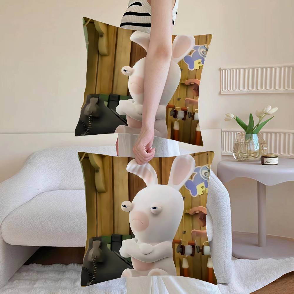 R-Raving Rabbids Pillow Case Anti-dustmite Pillowcase Invisible Zipper Silky Sofa Cushion Cover