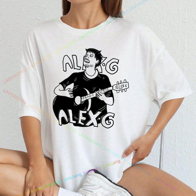 Tričko Alex G Funny Print Módní styl Gotický ležérní top Volné tričko s krátkým rukávem a výstřihem