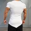 Muscleguys Mens Casual Irregular Sport Clothing Summer Cotton V-neck Short Sleeve Workout Shirts Gym Bodybuilding Fitness Slim Fit T-shirts