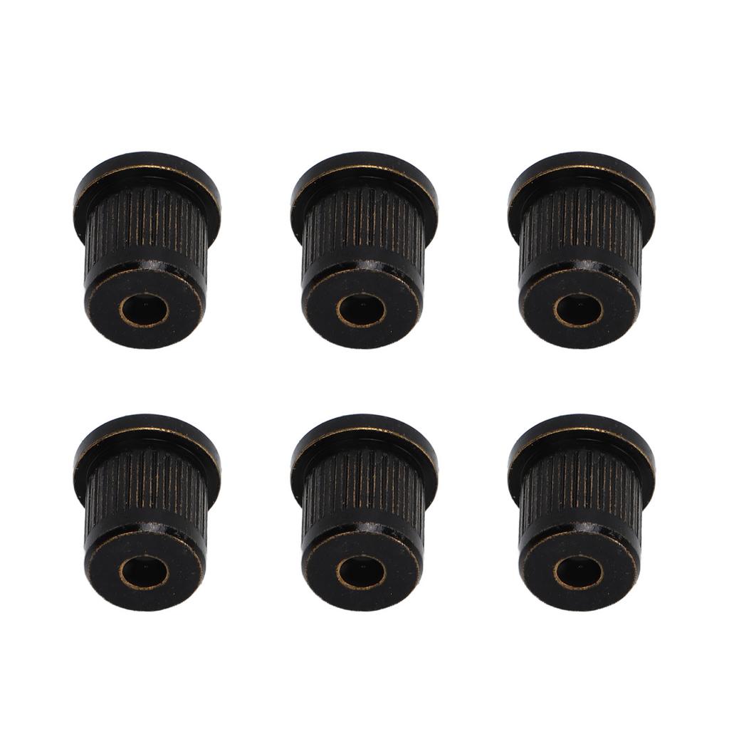 6Pcs Guitar String Ferrules Through Body Brass Recordative Edition for Electric Guitars Black