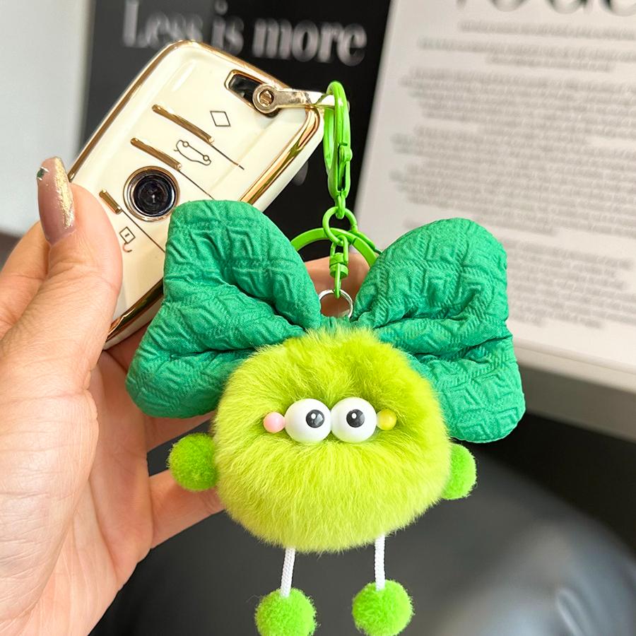 Söt rex kanin hår rosett brikett elf hänge väska docka hänge tecknad docka bil nyckelring