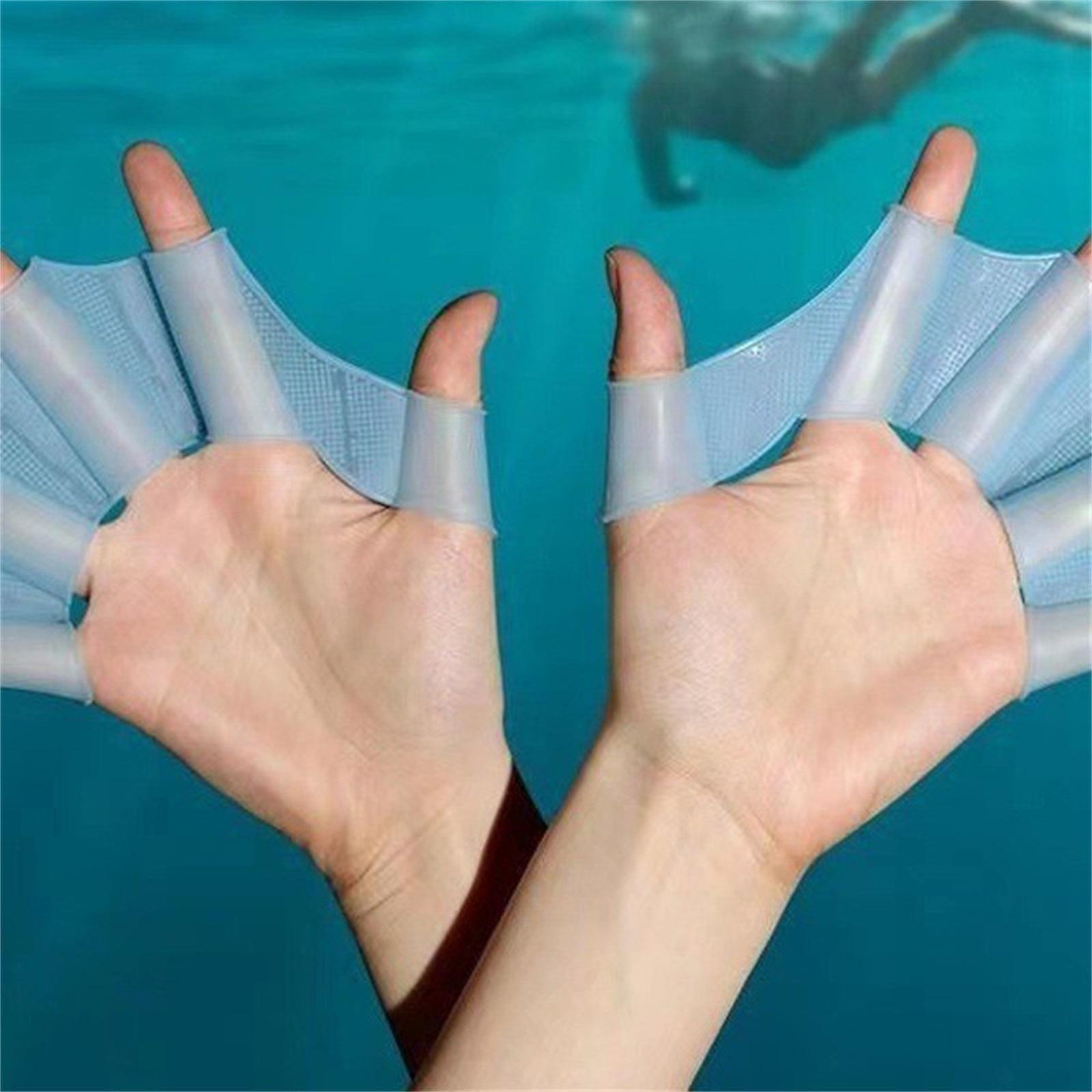 

Swimming Silicone Webbing Gloves For Adults , Boys , Girls , Children , And Children Diving One Size синій