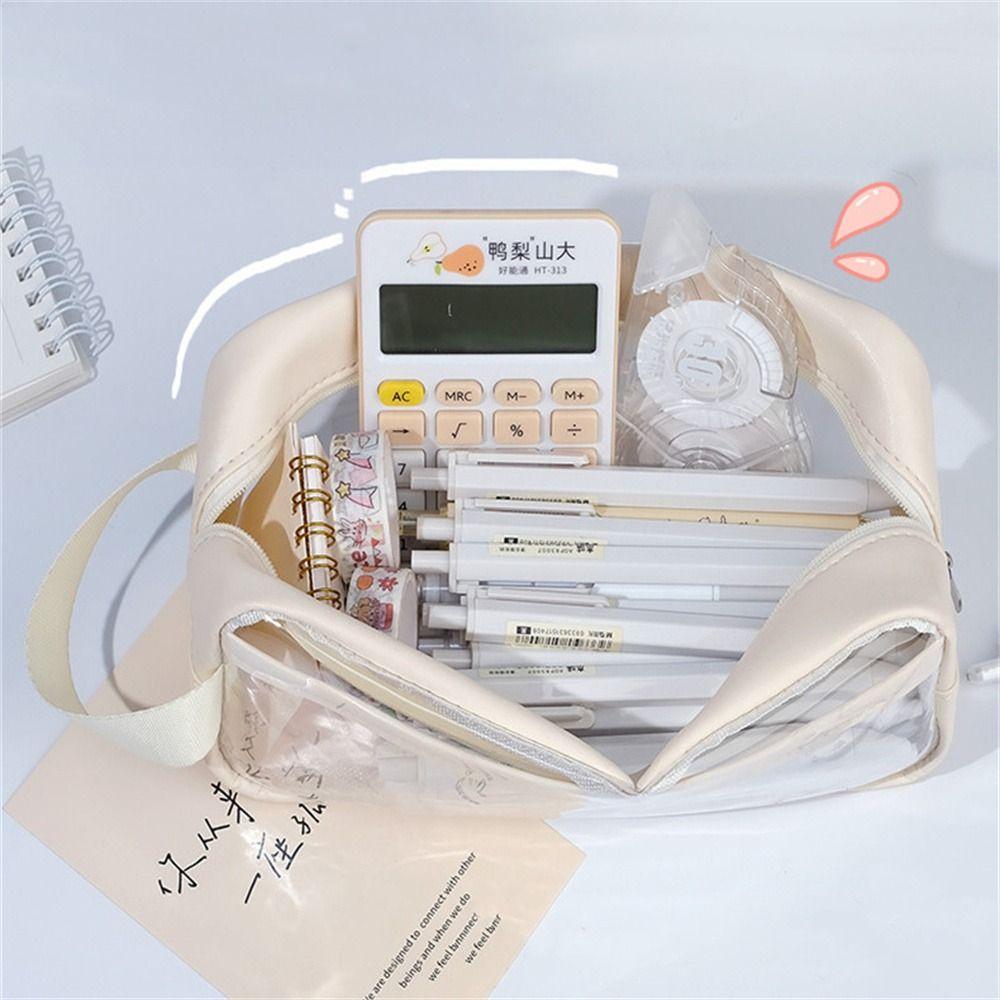 Pencil Pouch Transparent Students Pencil Bag Stationery Holder Bag Pencil Storage Bag Pen Case