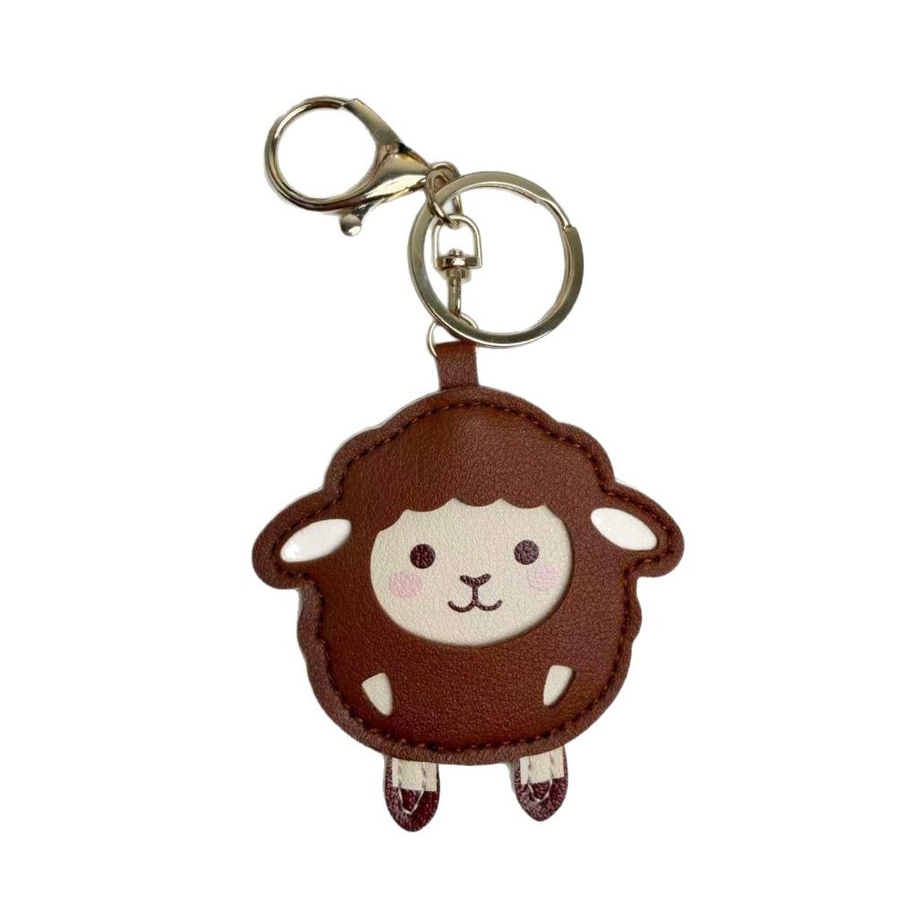 Bag Pendant Sheep Keychain PU Leather Bag Accessory Cartoon PU Leather Pendant  For Backpack