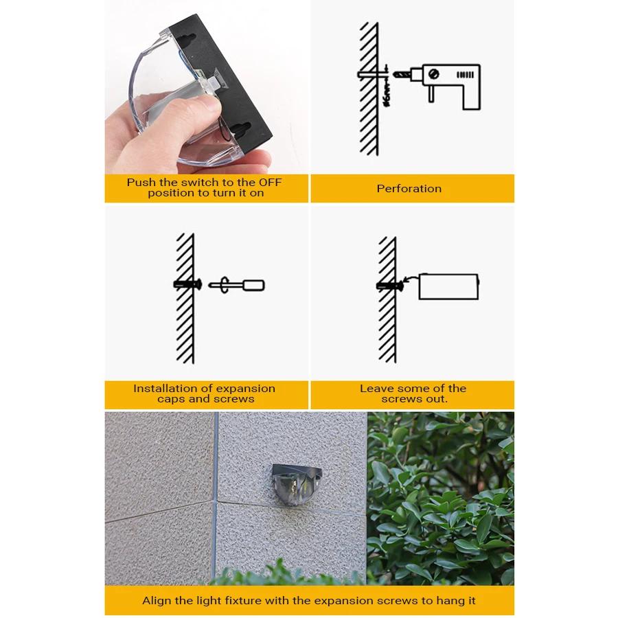1-6PCS New Outdoor Solar Wall Lamp Waterproof Tungsten Filament Lamp Induction Lamp Household Light Garden Wall Light