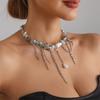 Artistic Short Clavicle Necklace Featuring Geometric Plastic Beads And Movable Tassels Decoration Fashion Neckwear