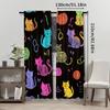 2pcs Gradient Cat Curtains   Cartoon Kitten Neon Pets Animal Theme Window Drapes for Living Room Bedroom Decor