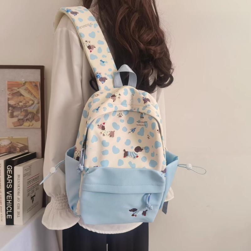 Schoolbag wholesale fashion new female college style cute print color matching backpack small middle school college student schoolbag women's backpack