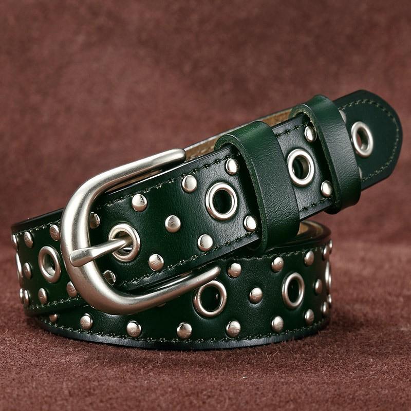 Women'S Belt Japan And South Korea, Jeans Belt Women'S, Casual Belt Hollowed Out, Riveted Punk Belt Women'S