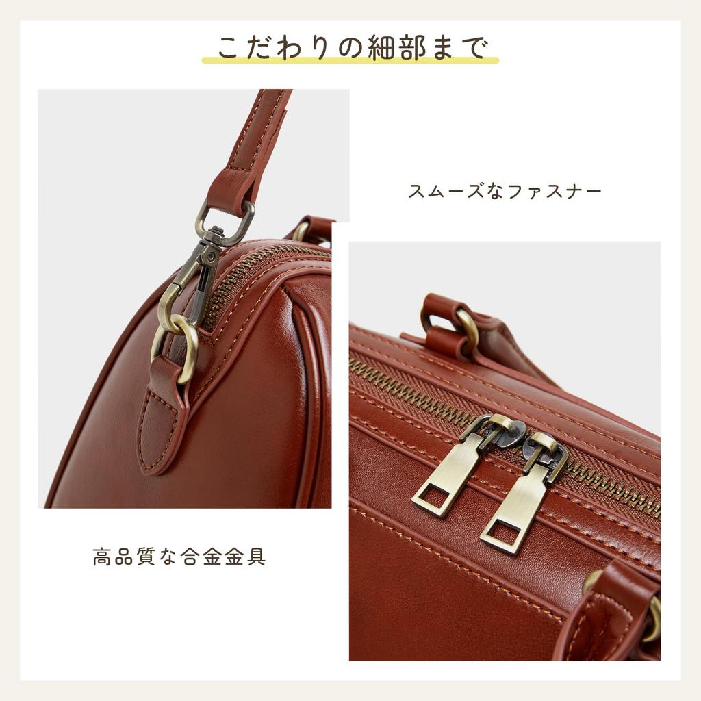 MFFOR Genuine Leather Boston Shoulder Crossbody Large Popular for Commuting Women's Bag, Bag, 2-Way Handbag, Bag, Soft, Stylish, Capacity, Simple,