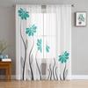 Red Flower Lines Plant Sheer Curtains for Living Room Decoration Window Curtains for Kitchen Tulle Voile Organza Curtains