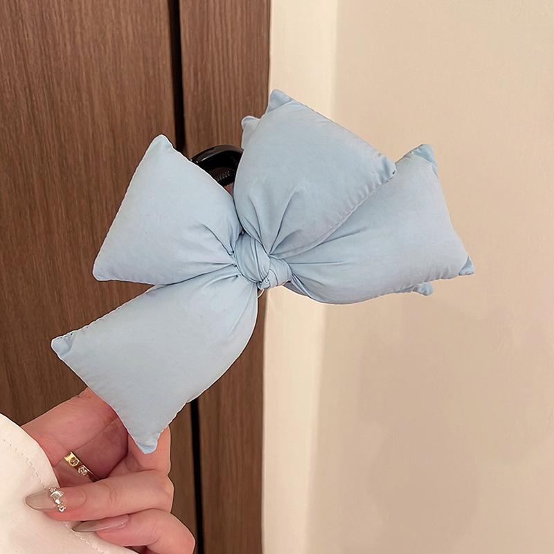 Korean Style 3D Bow Shark Clip for Women - 2025 High-End Full Head Hairpin