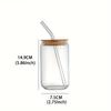 Cute Butterfly Knot Glass Cup with Bamboo Lid and Straw, Birthday Gift, Cold Drink Pattern, Holiday Gift, 500ML/16.9oz