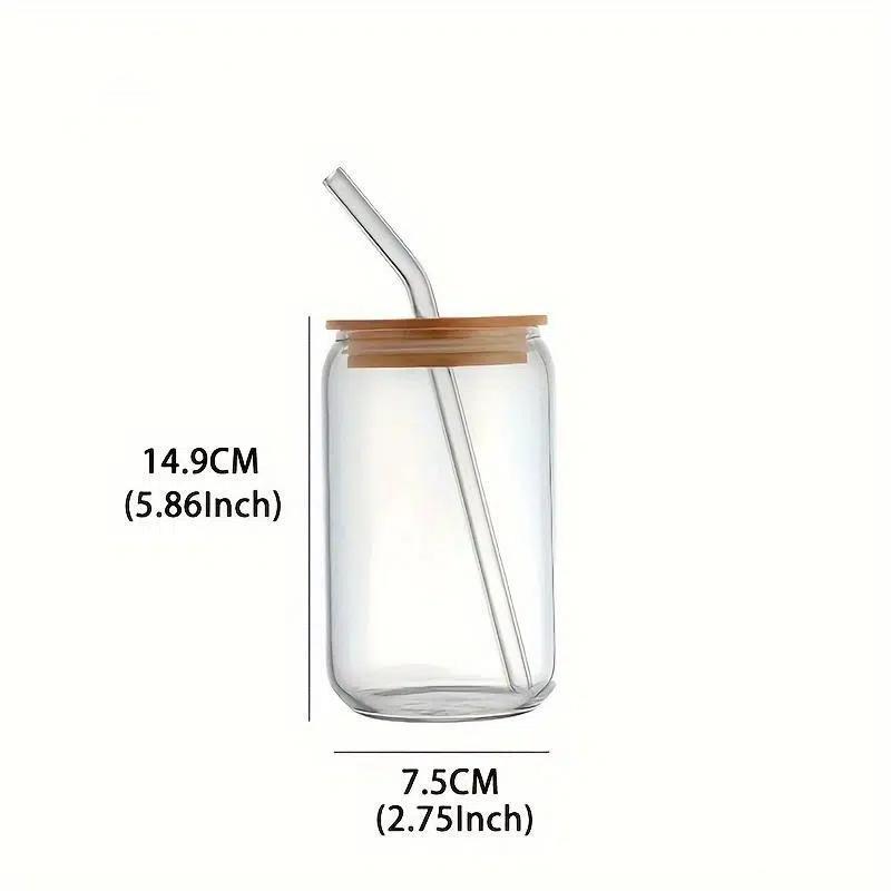 Cute Butterfly Knot Glass Cup with Bamboo Lid and Straw, Birthday Gift, Cold Drink Pattern, Holiday Gift, 500ML/16.9oz