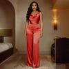 New Style One-piece Pants with Sleeveless Flared Waist Cinched Wide-leg Pants for Women