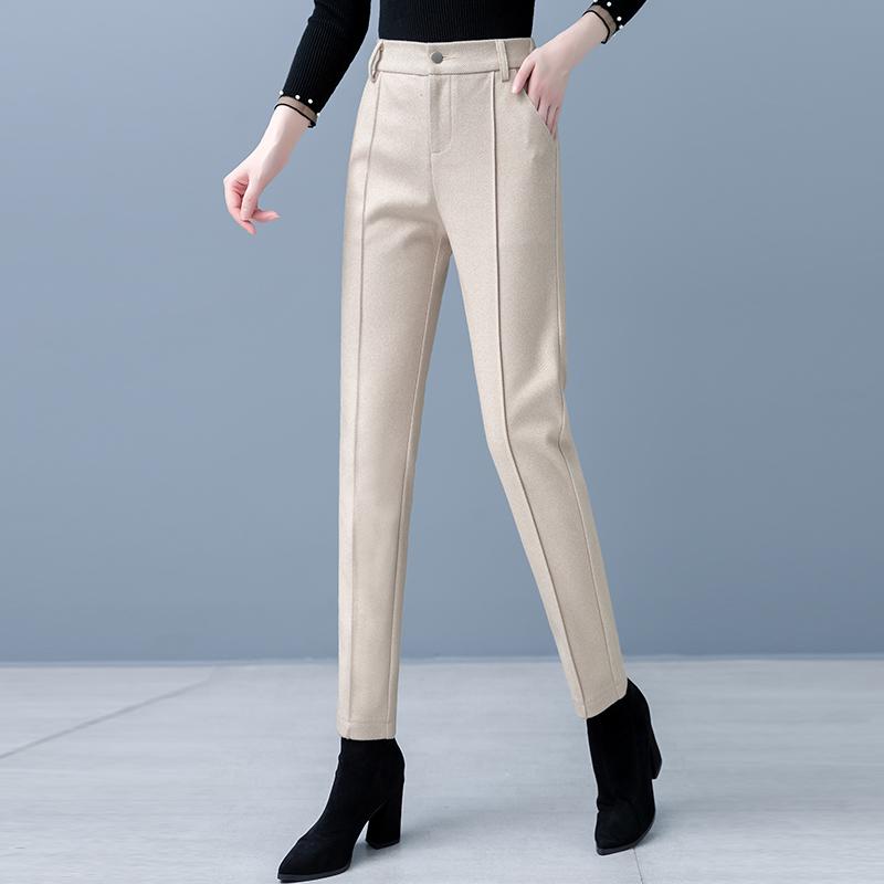 

Женские шерстяные брюки-костюм с высокой посадкой - Осень/Зима 2025, Свободные утягивающие вельветовые брюки-гаремы-сигареты 32/4XL