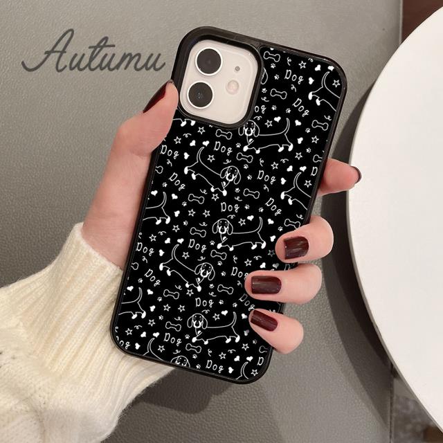 Cartoon Dachshund Sausage Dog Phone Case for iPhone 11 12 13 14 Pro Max Mini X XR XS SE 2020 6 7 8 Plus Galaxy S21 S22 Shell