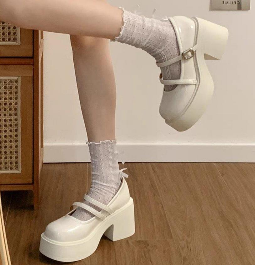 Lolita Shoes Women Japanese Style Mary Jane Shoes Women Vintage Shallow High Heels Chunky Platform Shoes Cosplay Female Sandals
