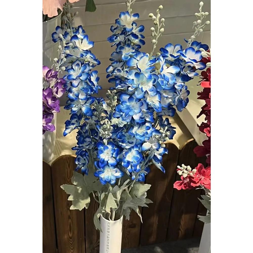 Artificial Flocking Delphinium Simulation Flowers, Wedding Flower Arrangement 2-pronged Large Delphinium Hotel Decoration Fake F