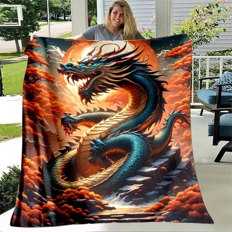 Chinese Style Dreamy Dragon Cartoon vintage Blanket living room bedroom home decor children's room baby blankets birthday gift