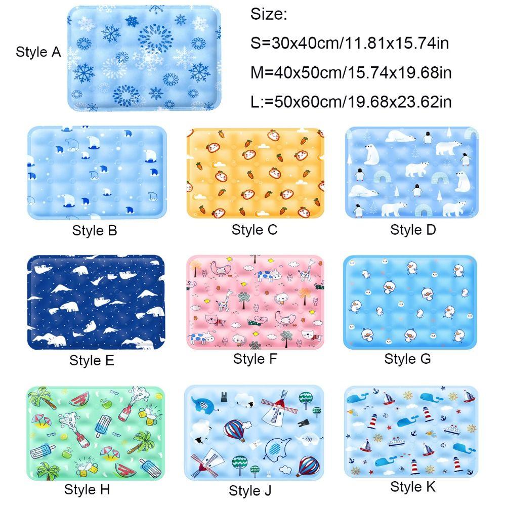Cartoon Pattern Dog Cooling Gel Bed Collapsible Rectangle Puppy Cold Gel Pad Cat Summer Sleeping Mat Soft Cat Pad Mattress