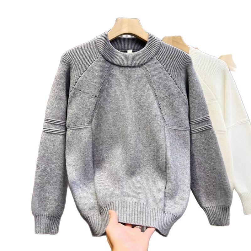 Autumn And Winter New Style Mens Crew Neck Sweater Knitwear Trendy Minimalist Stylish Versatile Slim Fit Bottoming Shirt Top