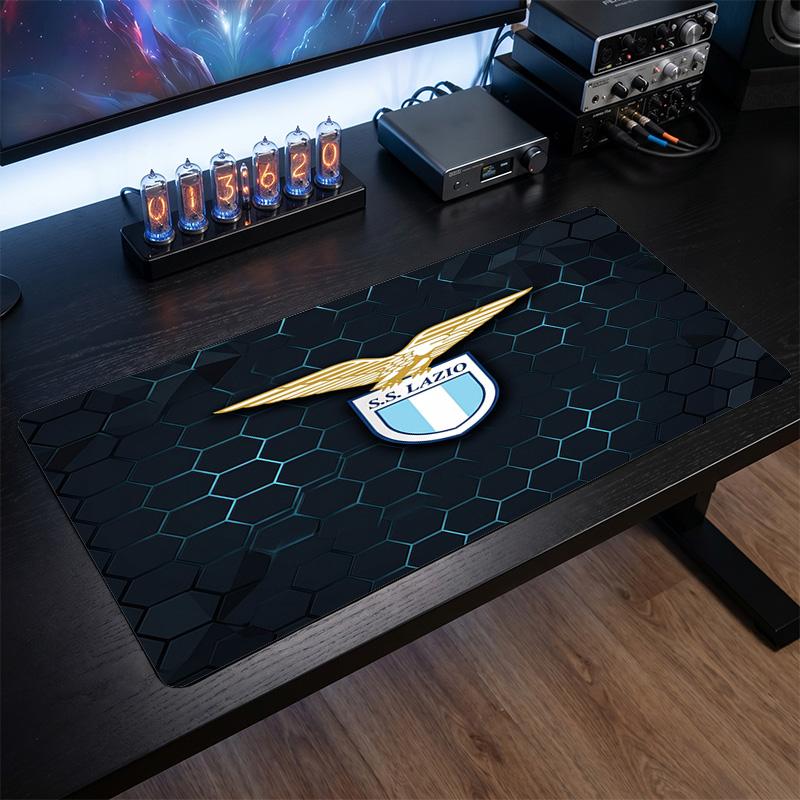 Lazio FC Theme Pattern Mouse Pad, Soccer Logo Design XXL Gaming Desk Mat Non-Slip Computer Mouse Pad