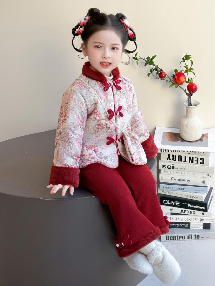 Meng Tang Tang Festive Chinese New Year Kids  Hanfu Set - Traditional Winter Outfit 140 cm
