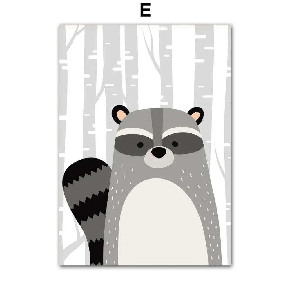 Jungle Animals Bear Squirrel Raccoon Fox Rabbit Wall Art Canvas Painting Nordic Posters And Prints Wall Pictures Kids Room Decor