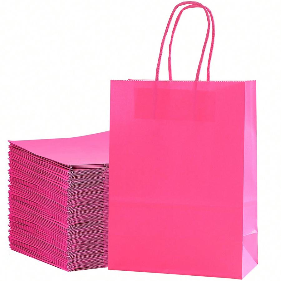 6-24pcs 16x22x8cm Kraft Paper Bags Reusable Gift Bag for Birthday Party Wedding Durable Gift Bag with Reinforced Handle Tote Bag