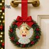 Holiday Party Souvenirs Mini Christmas Wreath Door Handle Decoration, Gingerbread/Angel/Bell/Snowman Artificial Pine Small Hanging Decor with