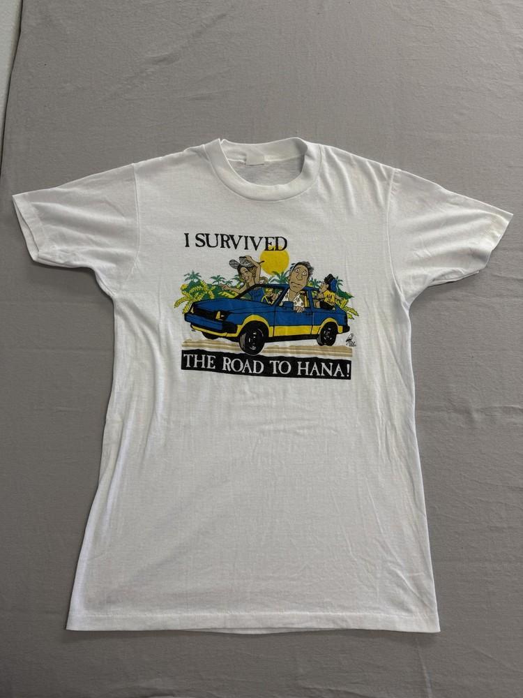 Винтажная гавайская футболка 80-х Poly Tees Я пережил Дорогу на Хану Унисекс футболка XL