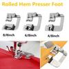 3pcs Sewing Machine Accessories Domestic Sewing Machine Foot Narrow Rolled Hem Sewing Machine Presser Foot Household Sewing Tool