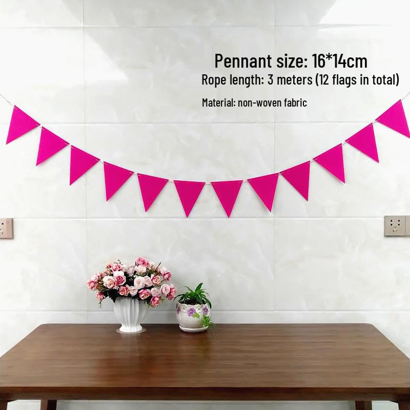 Retro Mori Brown Non-woven Kindergarten Decoration Pennant – Colorful Outdoor Birthday Flag String